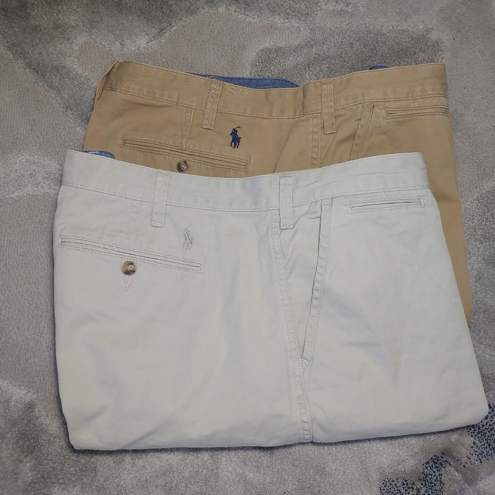 Men's Polo Ralph Lauren Relaxed Fit Shorts Tan and Cream Size 40